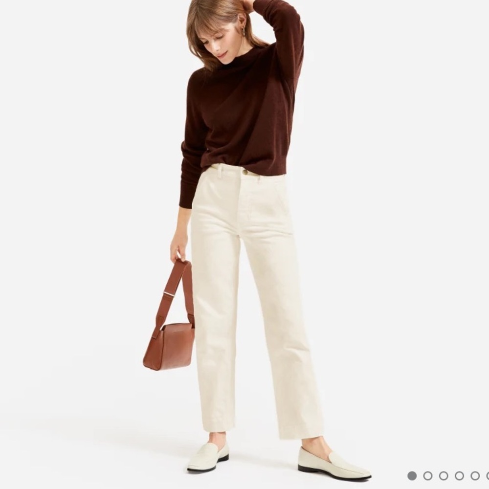 Everlane beige straight leg high rise pants